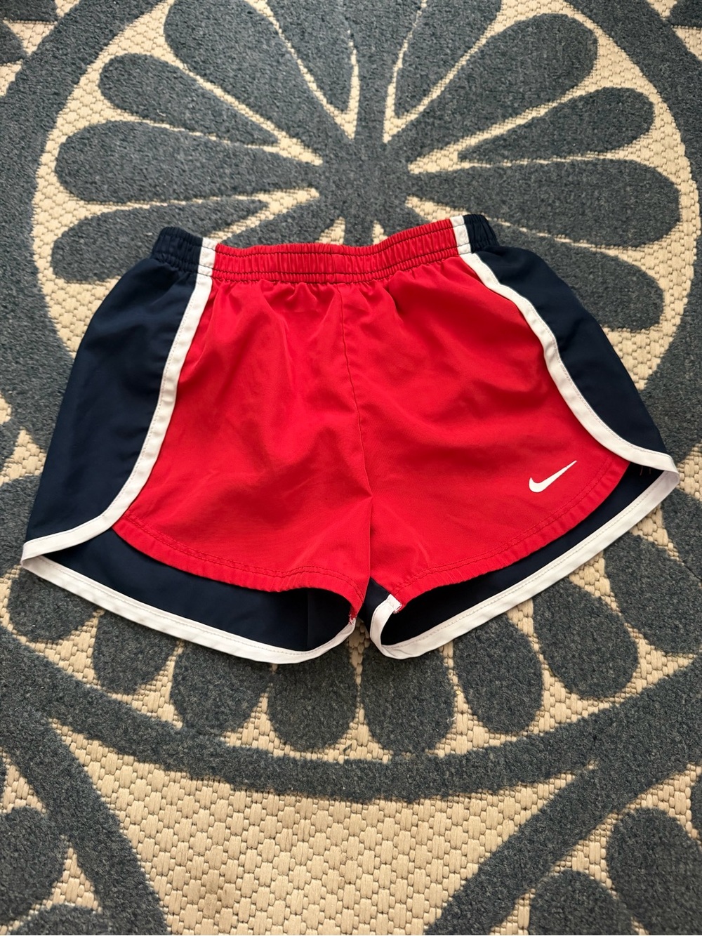 Nike Red & Navy Girls' Athletic Shorts with White Trim